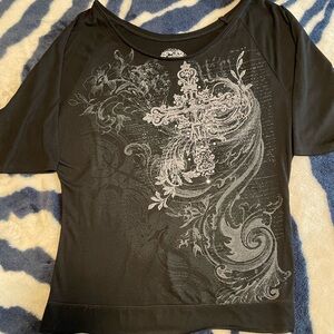 Women's y2k Black Graphic Top